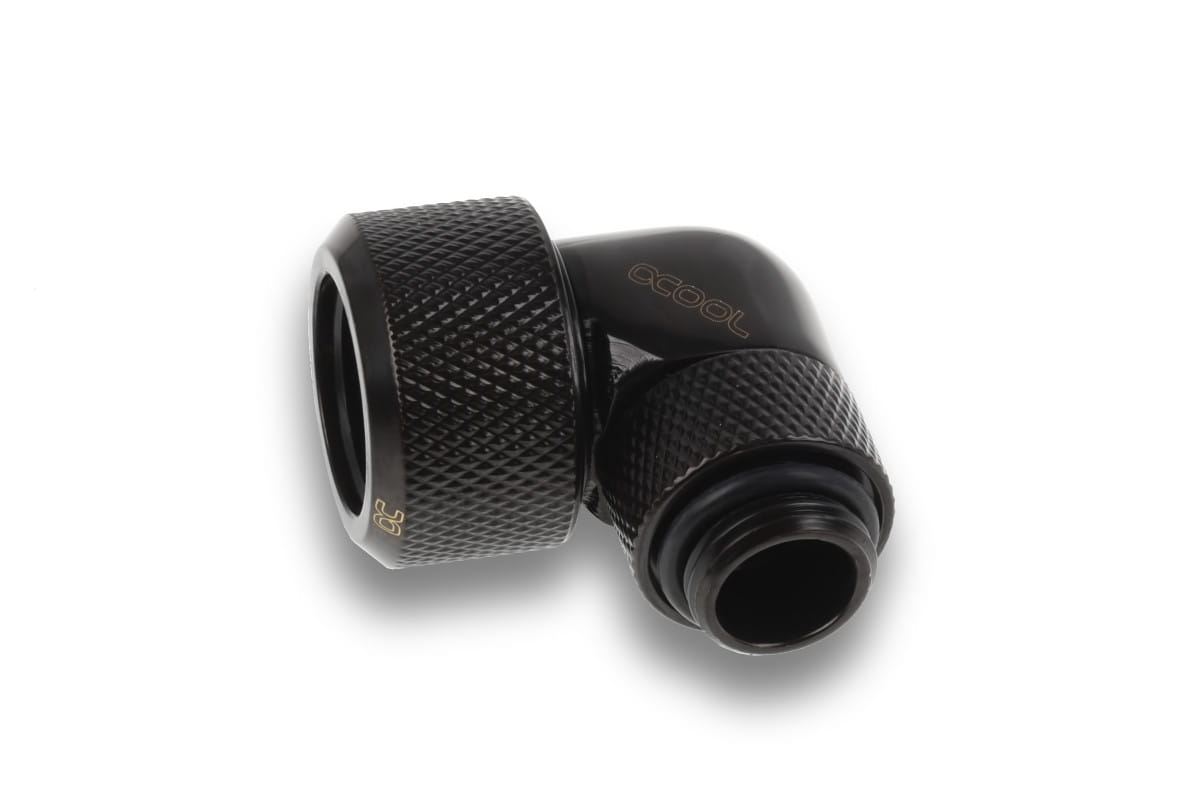 Alphacool Eiszapfen 16mm HardTube compression fitting 90 rotary G1/4 for Acryl/Brass tubes - 4pcs Set - Black : image 2