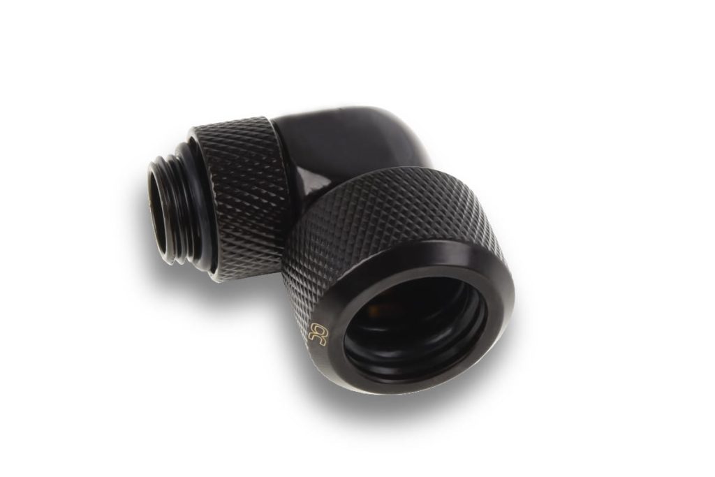 Alphacool Eiszapfen 16mm HardTube compression fitting 90 rotary G1/4 for Acryl/Brass tubes - 4pcs Set - Black : image 3