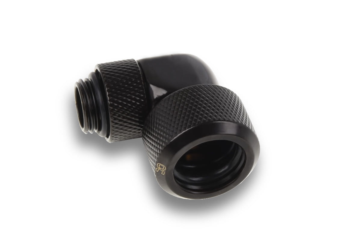 Alphacool Eiszapfen 16mm HardTube compression fitting 90 rotary G1/4 for Acryl/Brass tubes - 4pcs Set - Black : image 3