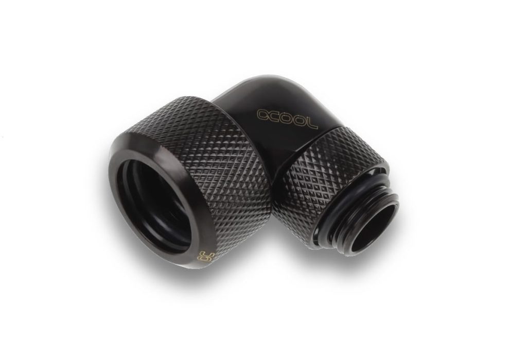 Alphacool Eiszapfen 16mm HardTube compression fitting 90 rotary G1/4 for Acryl/Brass tubes - 4pcs Set - Black : image 4