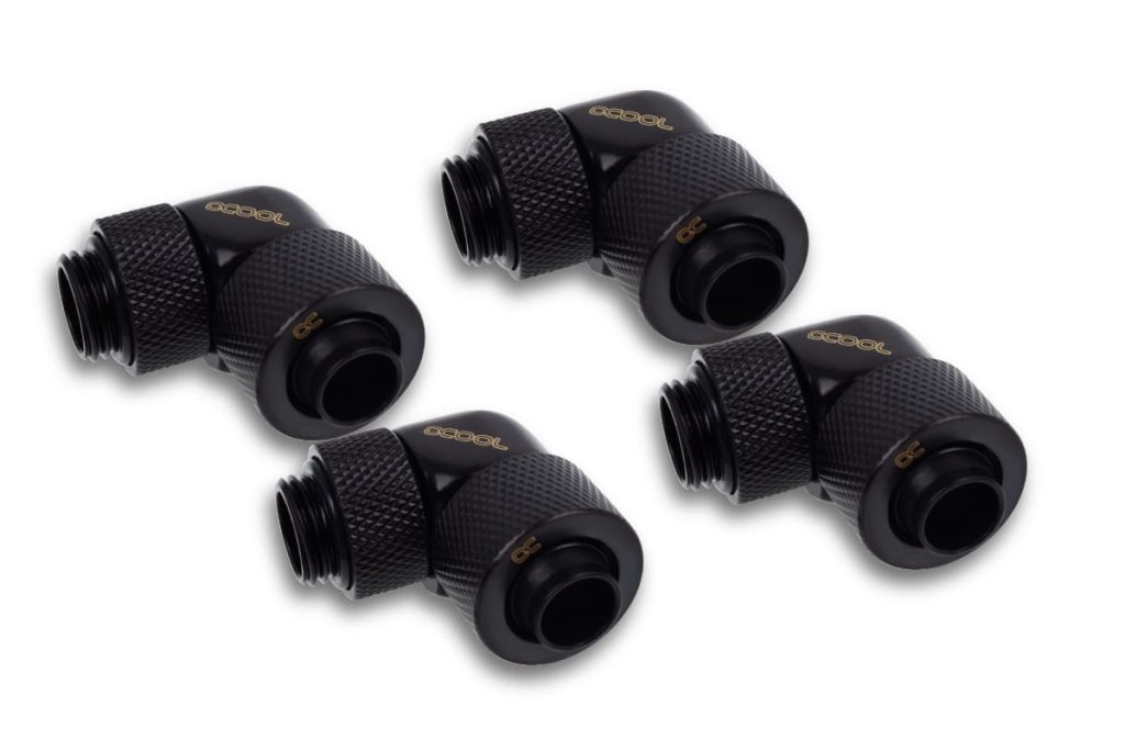 Alphacool Icicle 13/10mm compression fitting 90 rotatable G1/4 - 4pcs Set Deep Black : image 1