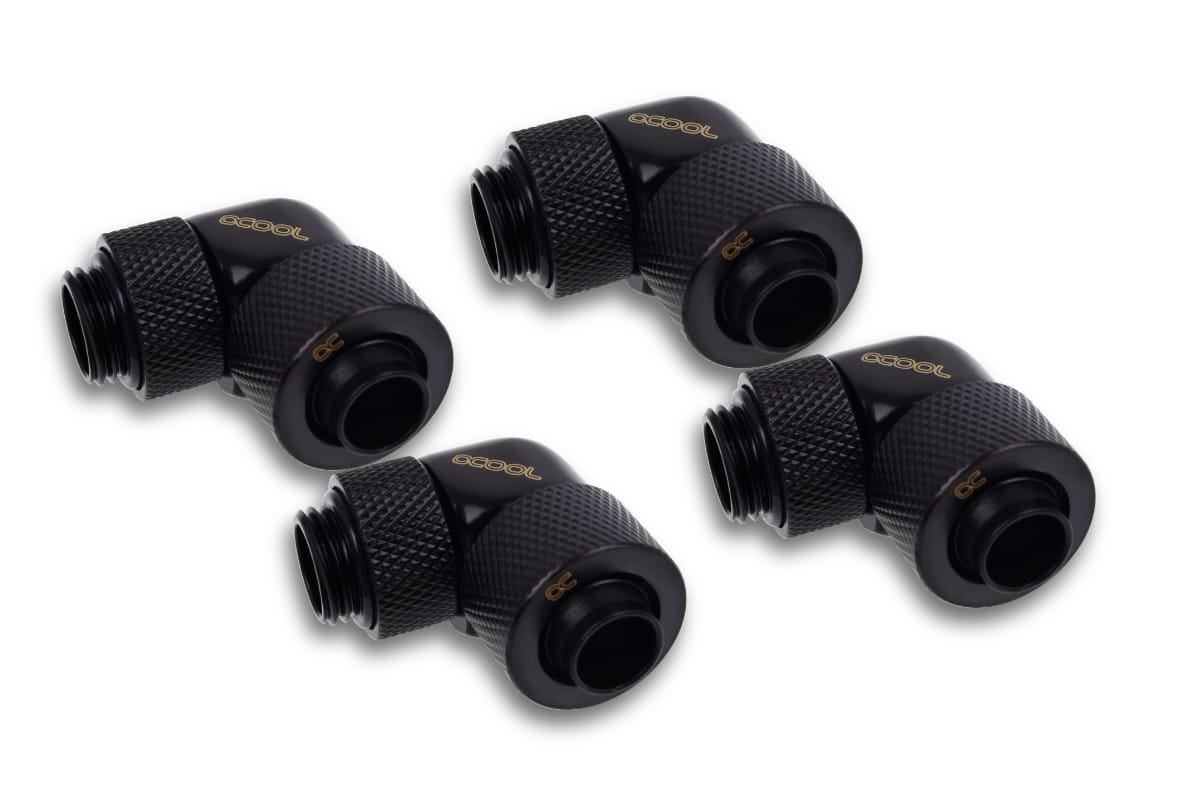 Alphacool Icicle 13/10mm compression fitting 90 rotatable G1/4 - 4pcs Set Deep Black : image 1