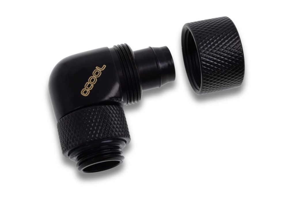 Alphacool Icicle 13/10mm compression fitting 90 rotatable G1/4 - 4pcs Set Deep Black : image 4