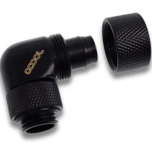 Alphacool Icicle 13/10mm compression fitting 90 rotatable G1/4 - 4pcs Set Deep Black : image 4