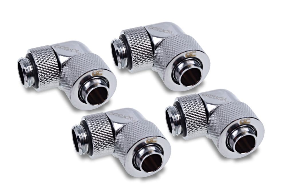 Alphacool Eiszapfen 13/10mm compression fitting 90 rotatable G1/4 - 4pcs Set Chrome : image 1