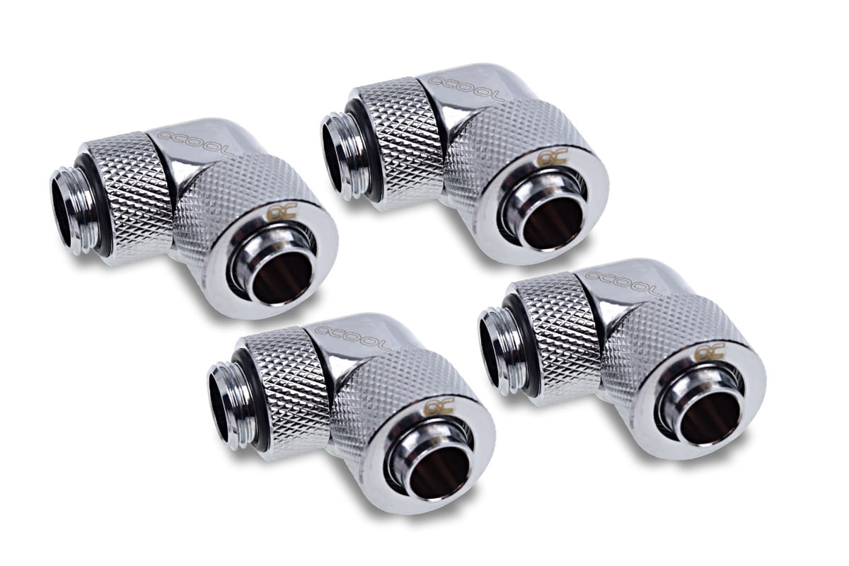 Alphacool Eiszapfen 13/10mm compression fitting 90 rotatable G1/4 - 4pcs Set Chrome : image 1