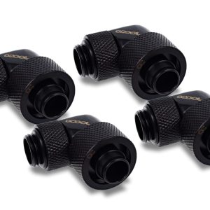 Alphacool Icicle 16/10mm compression fitting 90 rotatable G1/4 - 4pcs Set Deep Black
