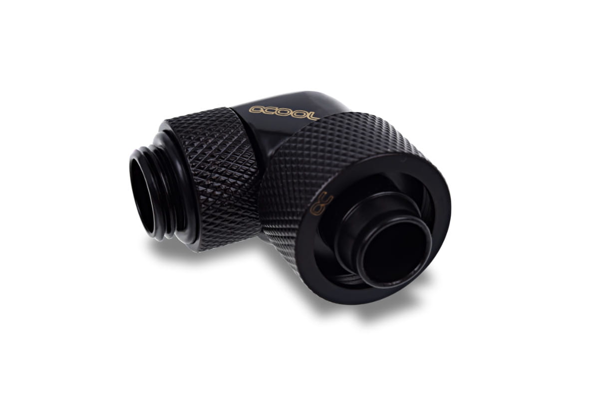Alphacool Icicle 16/10mm compression fitting 90 rotatable G1/4 - 4pcs Set Deep Black