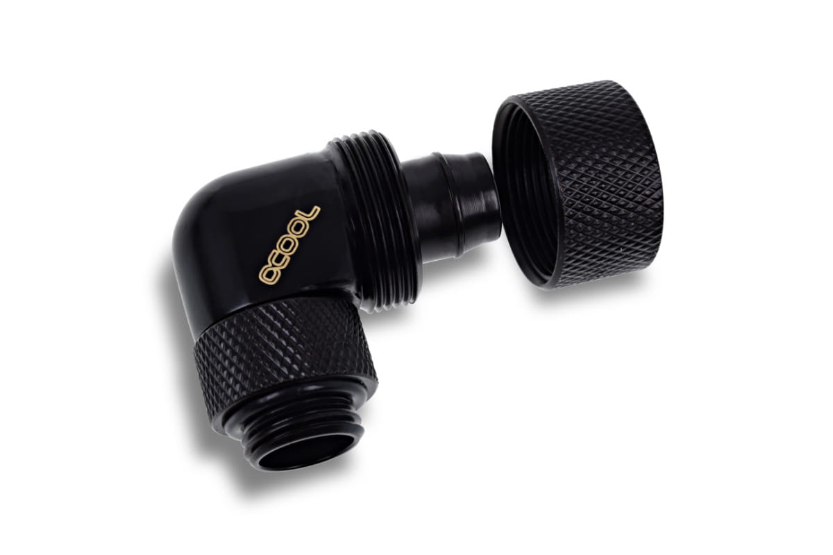 Alphacool Icicle 16/10mm compression fitting 90 rotatable G1/4 - 4pcs Set Deep Black