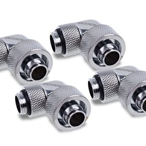 Alphacool Icicle 16/10mm compression fitting 90 rotatable G1/4 - 4pcs Set Chrome