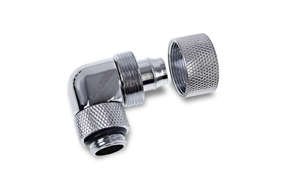 Alphacool Icicle 16/10mm compression fitting 90 rotatable G1/4 - 4pcs Set Chrome