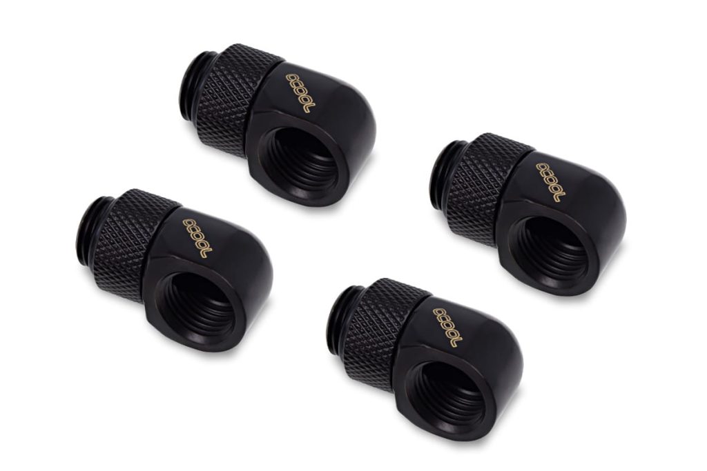 Alphacool Icicle L-connector rotatable G1/4 AG to G1/4 IG - 4pcs Set Deep Black : image 1