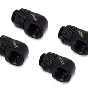 Alphacool Icicle L-connector rotatable G1/4 AG to G1/4 IG - 4pcs Set Deep Black : image 1