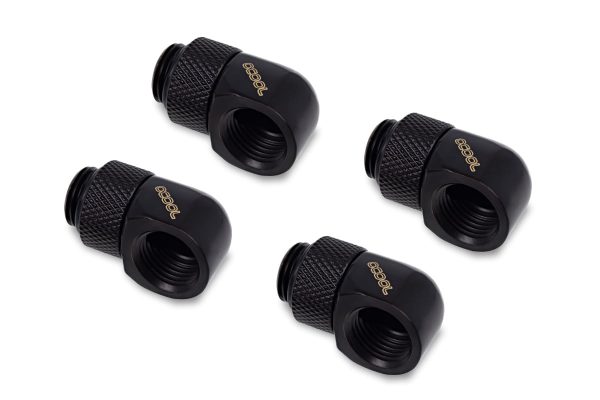 Alphacool Icicle L-connector rotatable G1/4 AG to G1/4 IG – 4pcs Set Deep Black