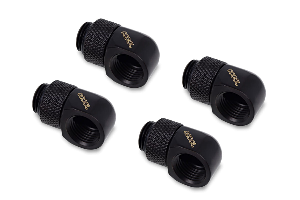 Alphacool Icicle L-connector rotatable G1/4 AG to G1/4 IG - 4pcs Set Deep Black : image 1