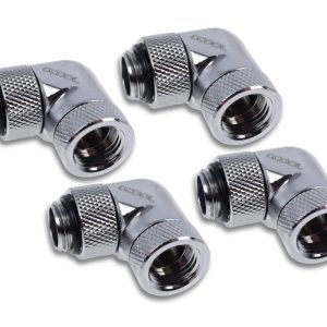 Alphacool Icicle angled adapter 90 rotatable G1/4 AG to G1/4 IG - 4pcs Set Chrome