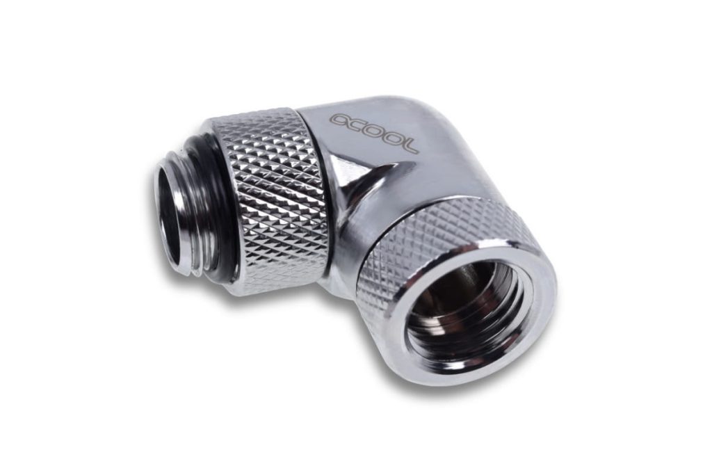 Alphacool Icicle angled adapter 90 rotatable G1/4 AG to G1/4 IG - 4pcs Set Chrome