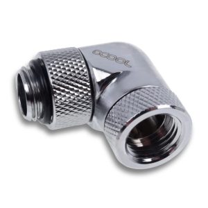 Alphacool Icicle angled adapter 90 rotatable G1/4 AG to G1/4 IG - 4pcs Set Chrome