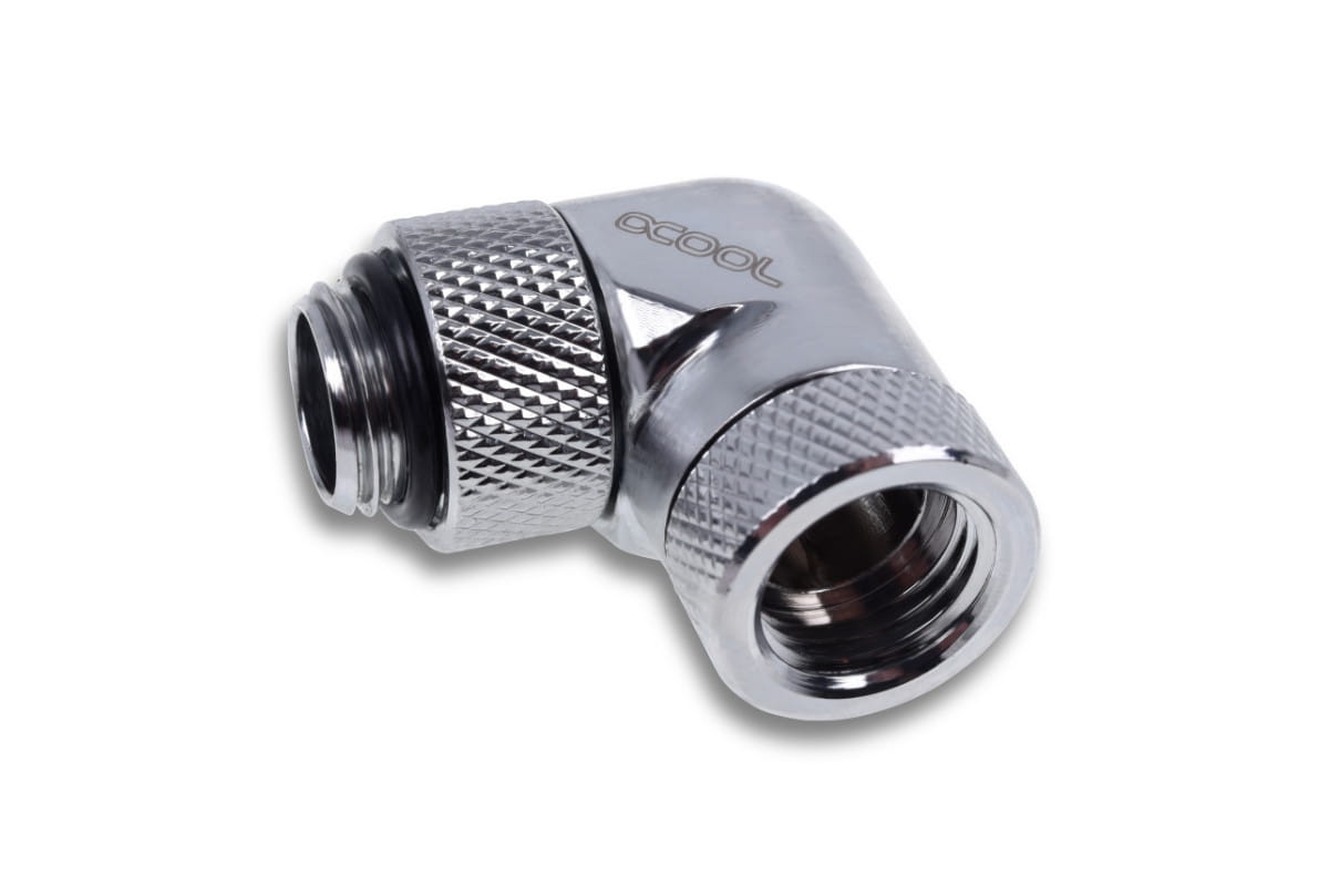 Alphacool Icicle angled adapter 90 rotatable G1/4 AG to G1/4 IG - 4pcs Set Chrome