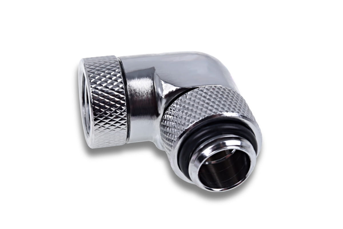 Alphacool Icicle angled adapter 90 rotatable G1/4 AG to G1/4 IG - 4pcs Set Chrome
