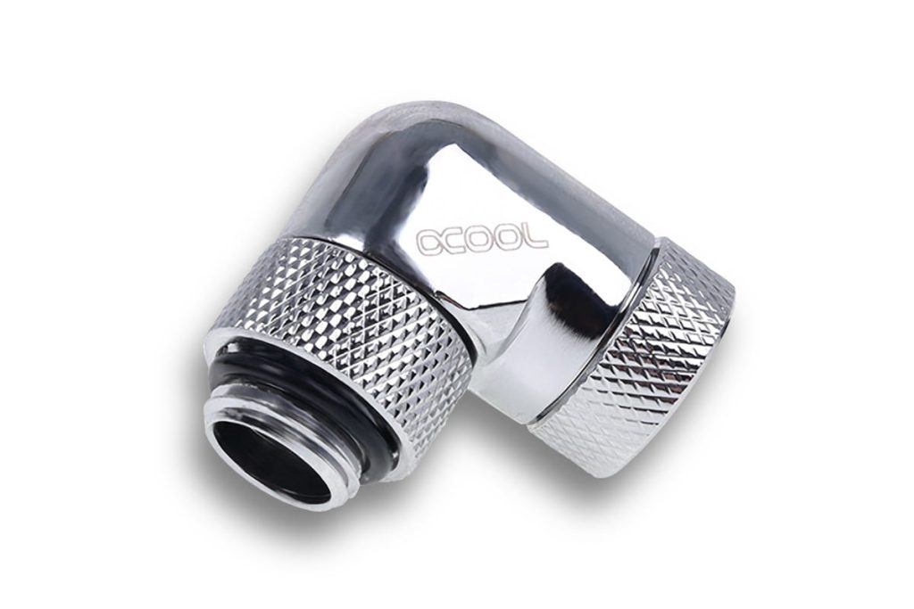 Alphacool Icicle angled adapter 90 rotatable G1/4 AG to G1/4 IG - 4pcs Set Chrome