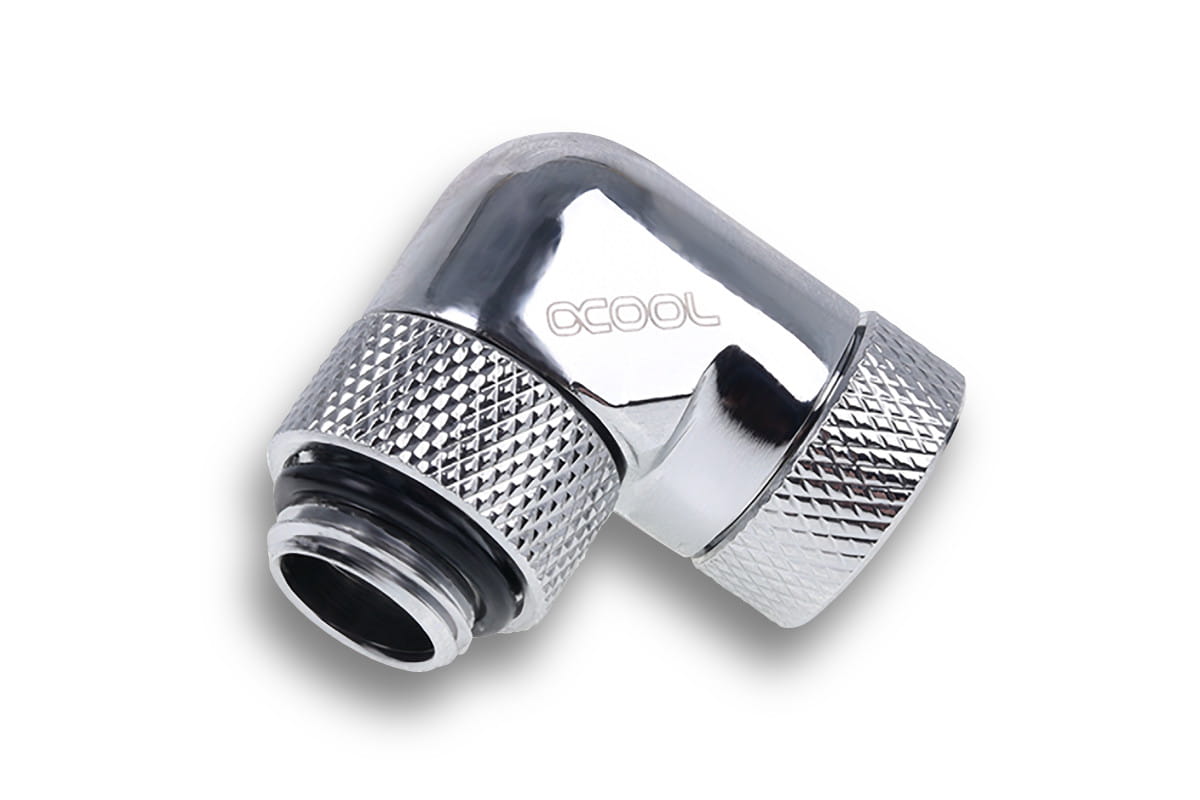 Alphacool Icicle angled adapter 90 rotatable G1/4 AG to G1/4 IG - 4pcs Set Chrome