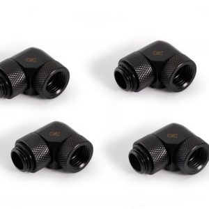 Alphacool Icicle angled adapter 90 rotatable G1/4 AG to G1/4 IG - 4pcs Set Deep Black : image 1