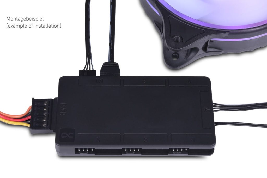 Alphacool Core 6x 4-pin PWM/DRGB splitter with SATA power connector