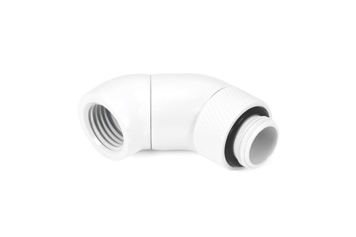 Alphacool Eiszapfen angled adaptor double-45 rotatable G1/4 outer thread to G1/4 inner thread - white