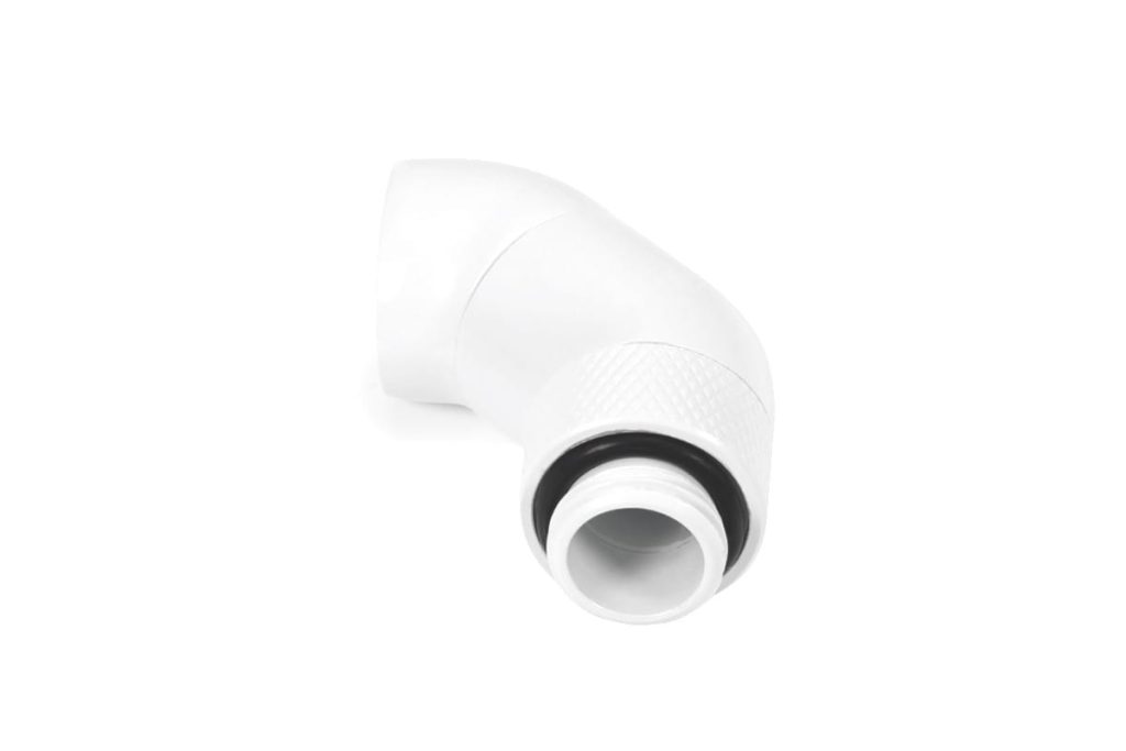 Alphacool Eiszapfen angled adaptor double-45 rotatable G1/4 outer thread to G1/4 inner thread - white
