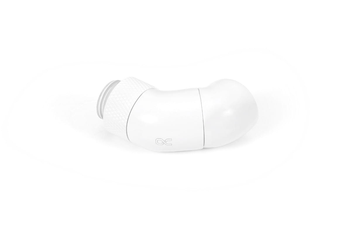 Alphacool Eiszapfen angled adaptor double-45 rotatable G1/4 outer thread to G1/4 inner thread - white