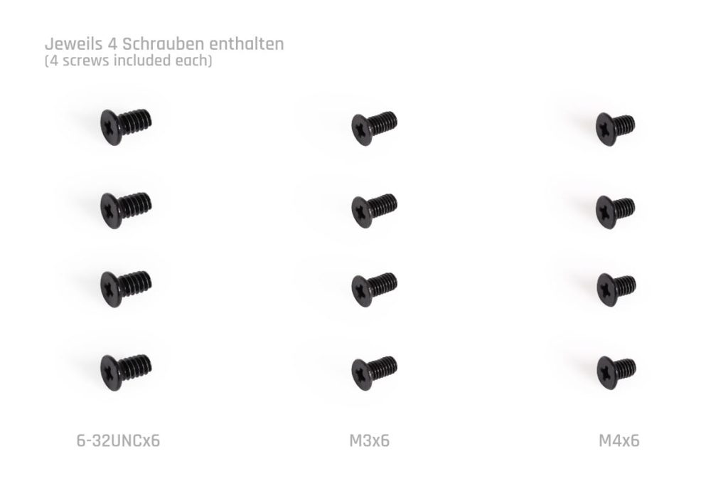 Alphacool Core Push Mounting 17mm M3/M4/UNC 6-32 Set 4x