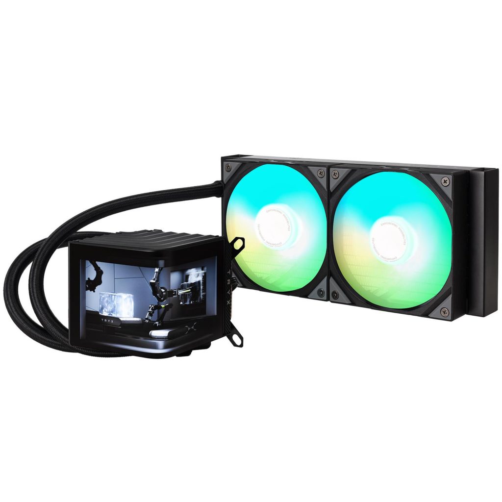 TRYX PANORAMA 240mm AIO Liquid Cooler, ARGB, 3D-AMOLED Display - Black ...