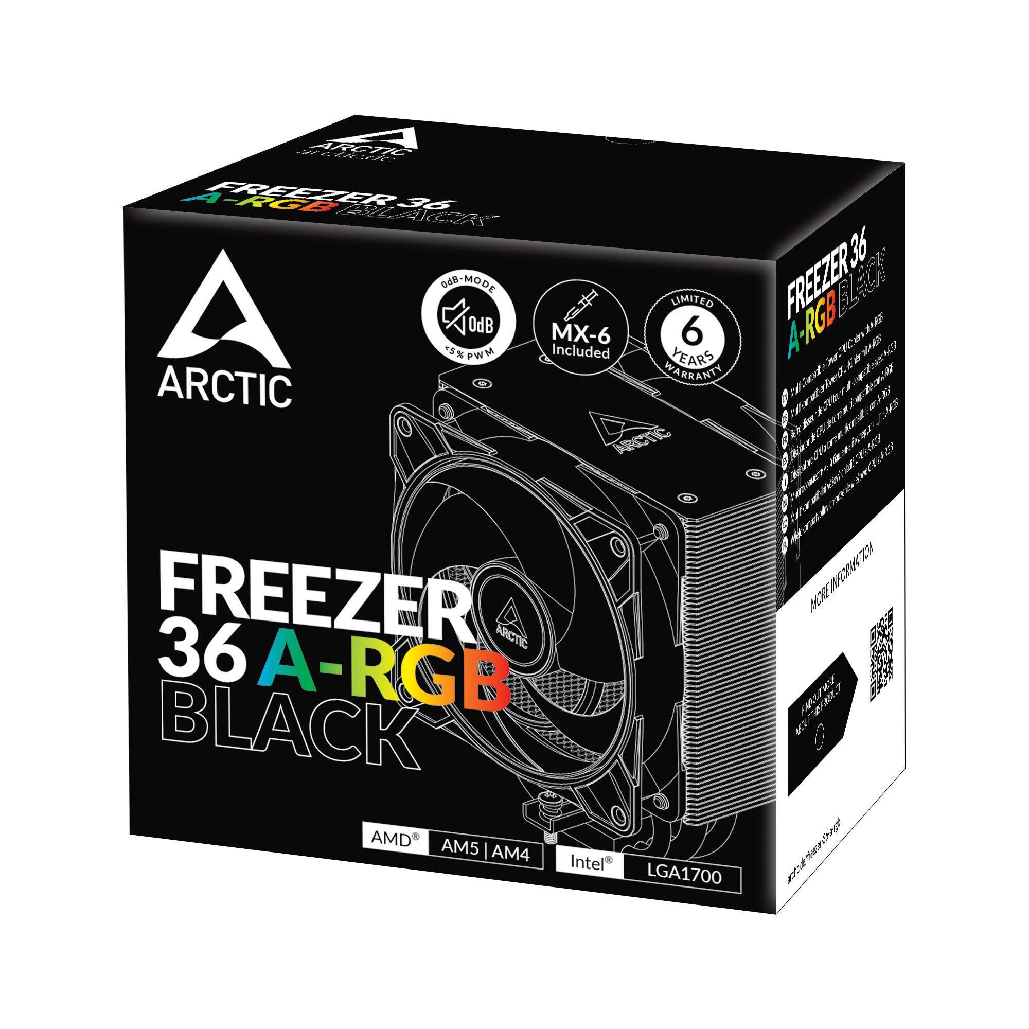Arctic Freezer 36 ARGB Black CPU cooler, 120mm