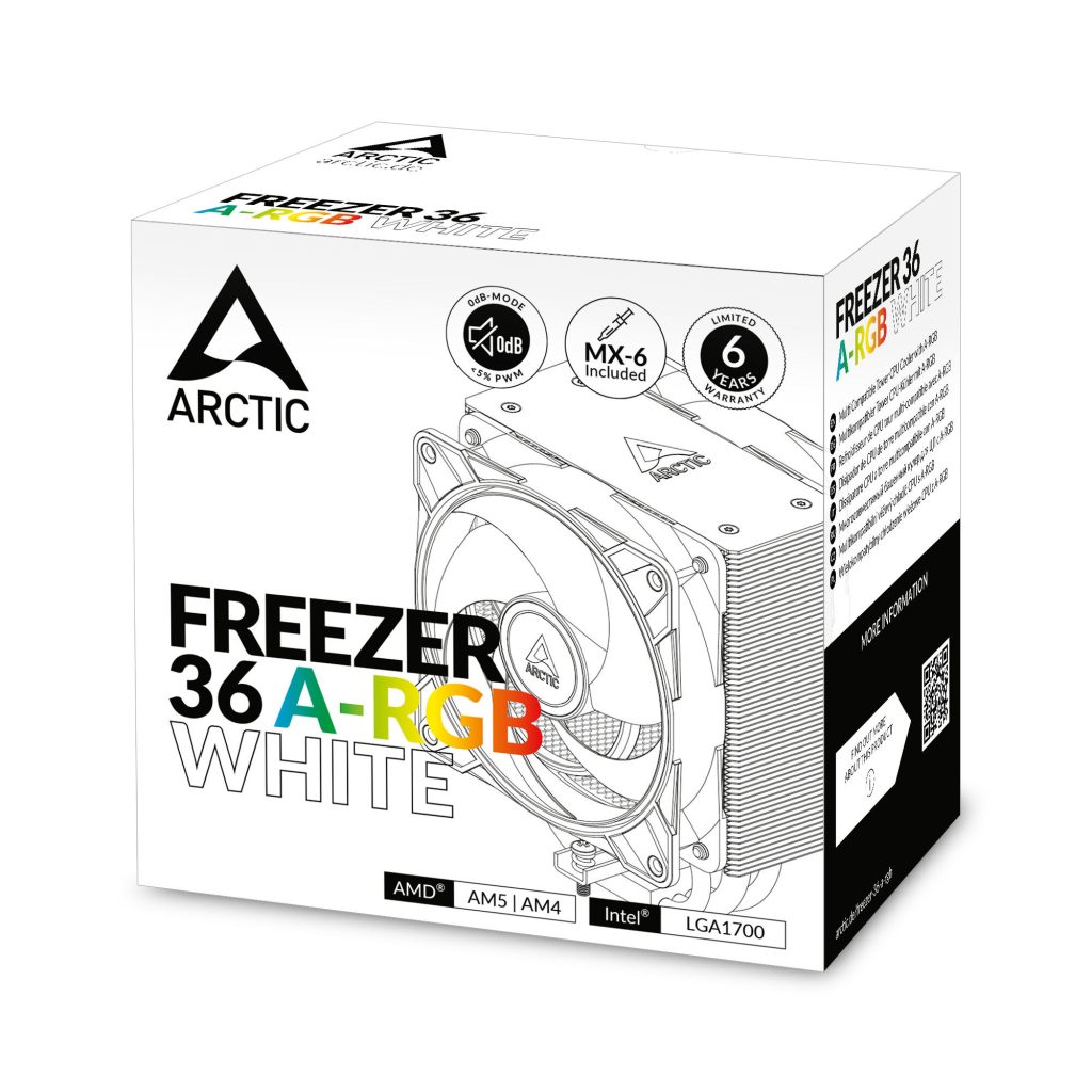 Arctic Freezer 36 ARGB White CPU cooler, 120mm