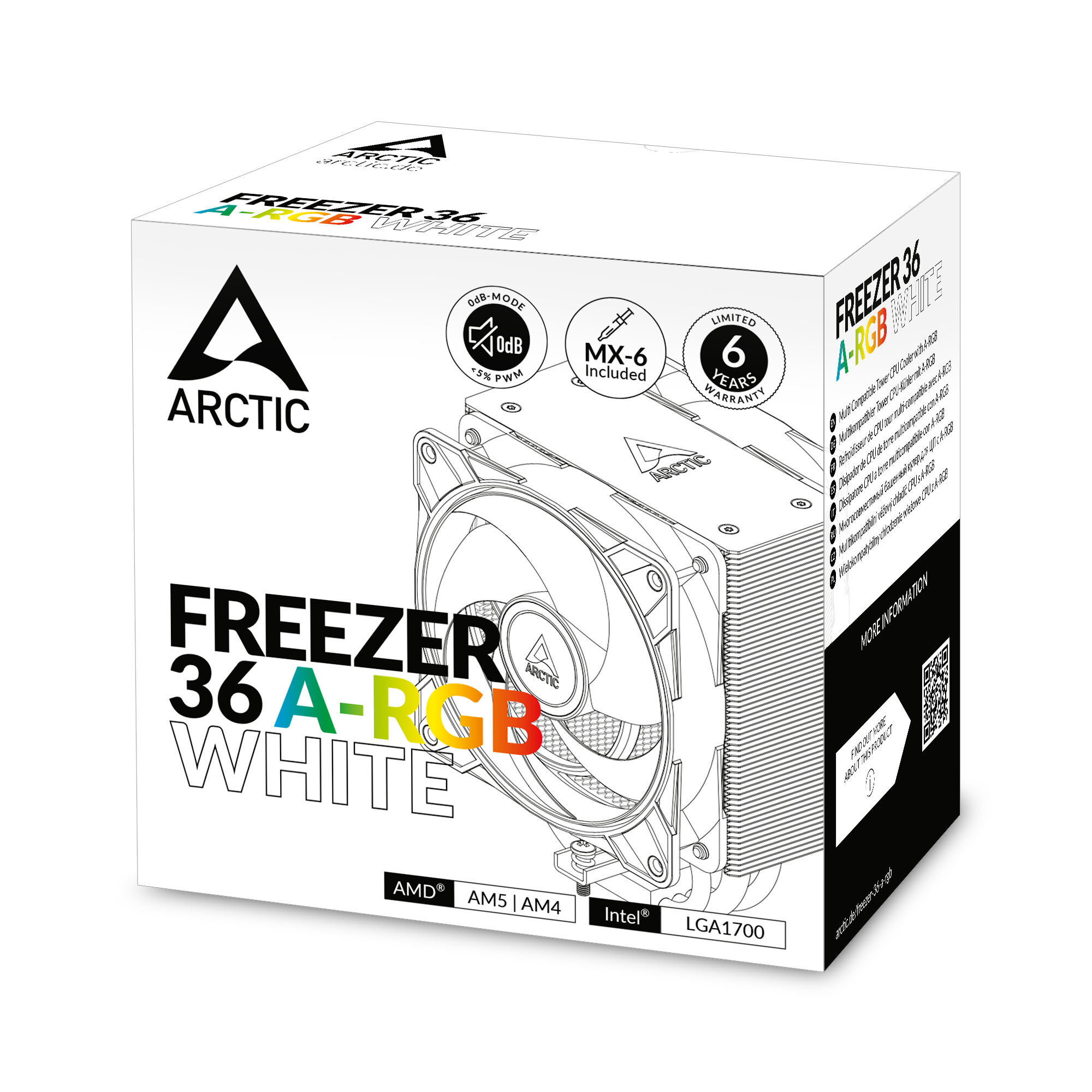 Arctic Freezer 36 ARGB White CPU cooler, 120mm