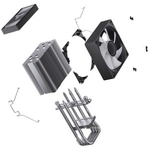 Jonsbo CR-1400 V2 CPU cooler, RGB - 92mm, black