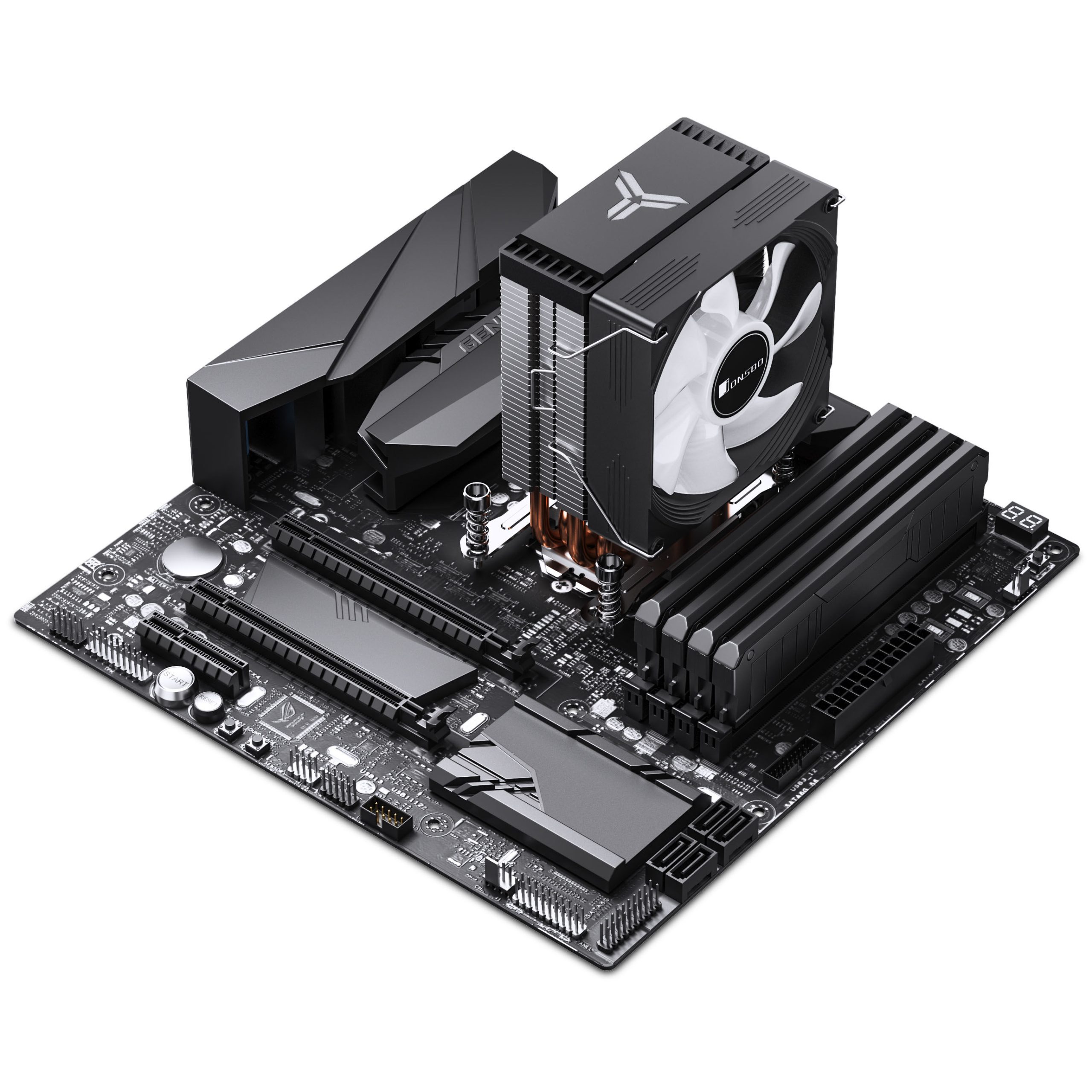Jonsbo CR-1300 EVO CPU cooler, 90 mm - black, RGB