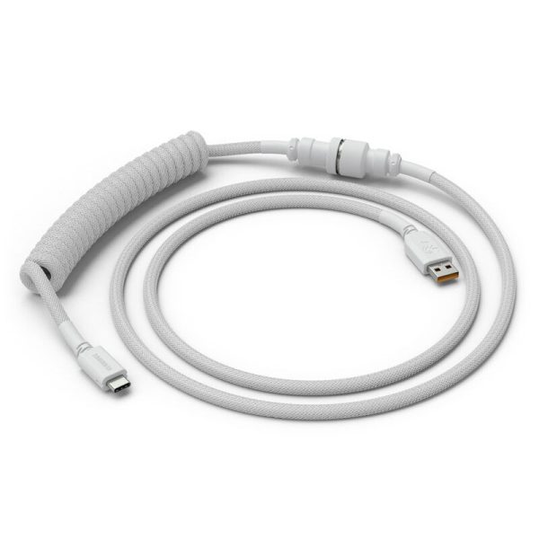 Glorious Coiled Cable Ghost White, USB-C to USB-A spiral cable – 1.37m, white