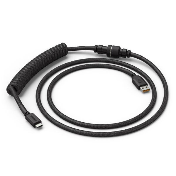 Glorious Coiled Cable Phantom Black, USB-C to USB-A spiral cable – 1.37m, black