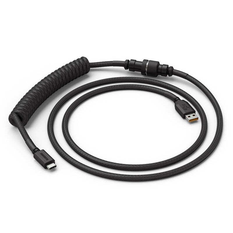 Glorious Coiled Cable Phantom Black, USB-C to USB-A spiral cable - 1.37m, black
