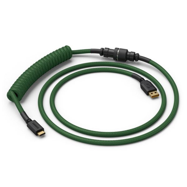 Glorious Coiled Cable Forest Green, USB-C to USB-A spiral cable – 1.37m, green