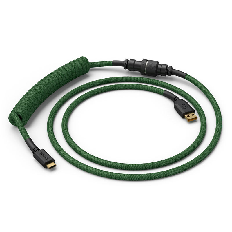 Glorious Coiled Cable Forest Green, USB-C to USB-A spiral cable - 1.37m, green