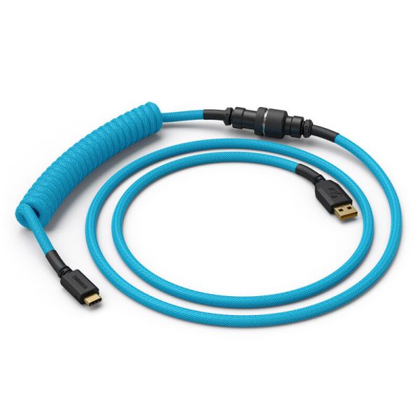 Glorious Coiled Cable Electric Blue, USB-C to USB-A spiral cable – 1.37m, sky blue