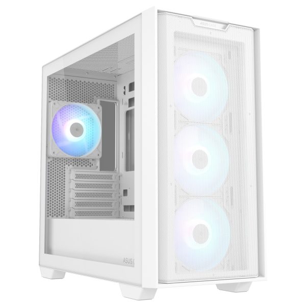 ASUS A21 PLUS case, mini tower, micro-ATX, RGB, tempered glass – white