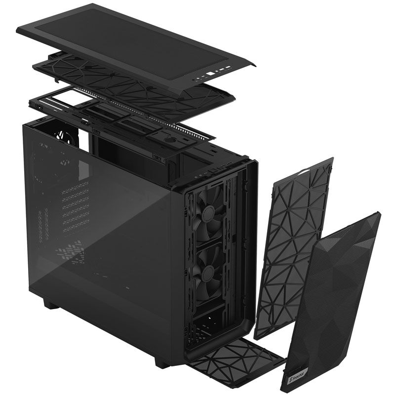 Fractal Design Meshify 2 Black TG Light Tint Midi Tower, tempered glass, black