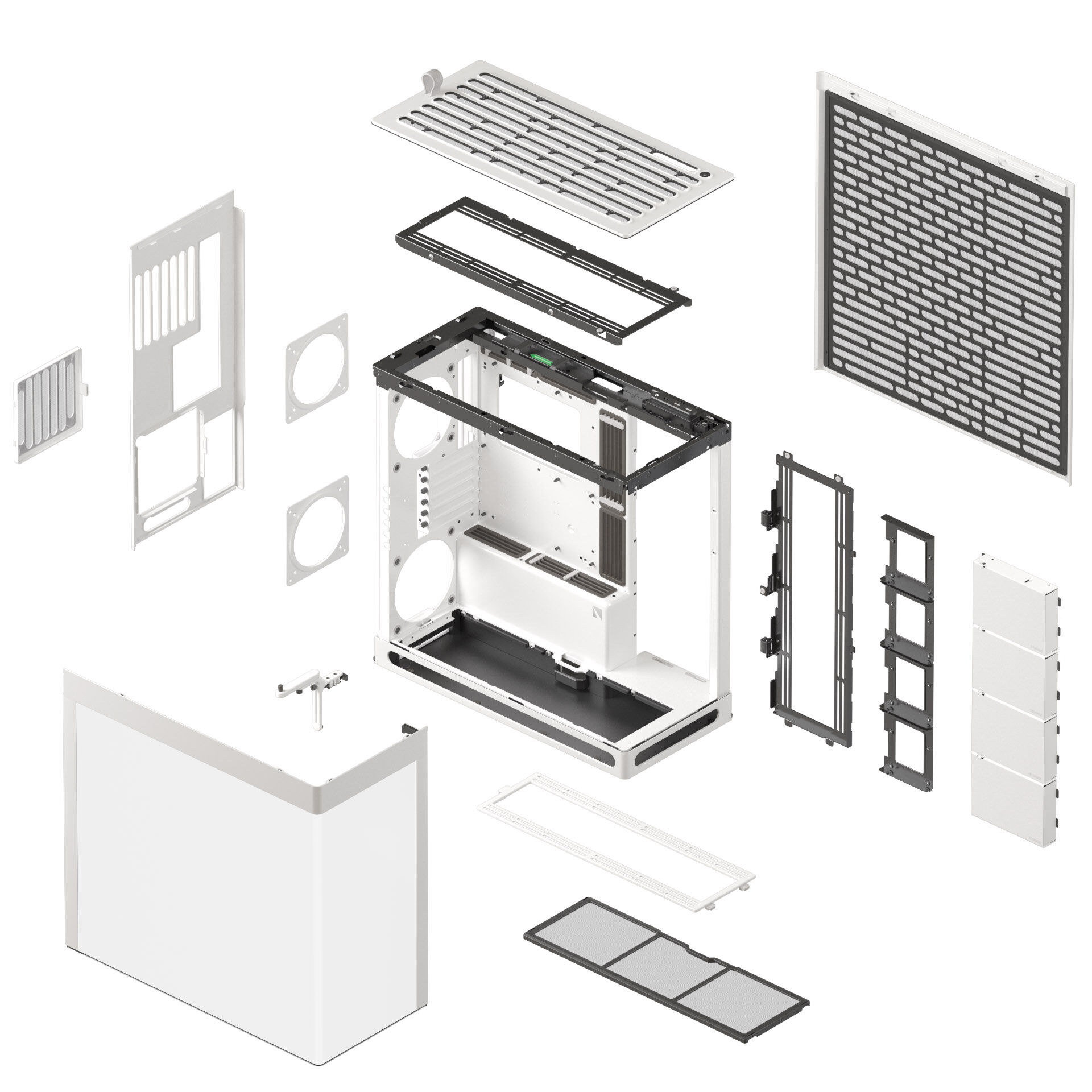 HAVN HS 420 PC Case, Midi-Tower, E-ATX, Tempered Glass - White - B-Grade