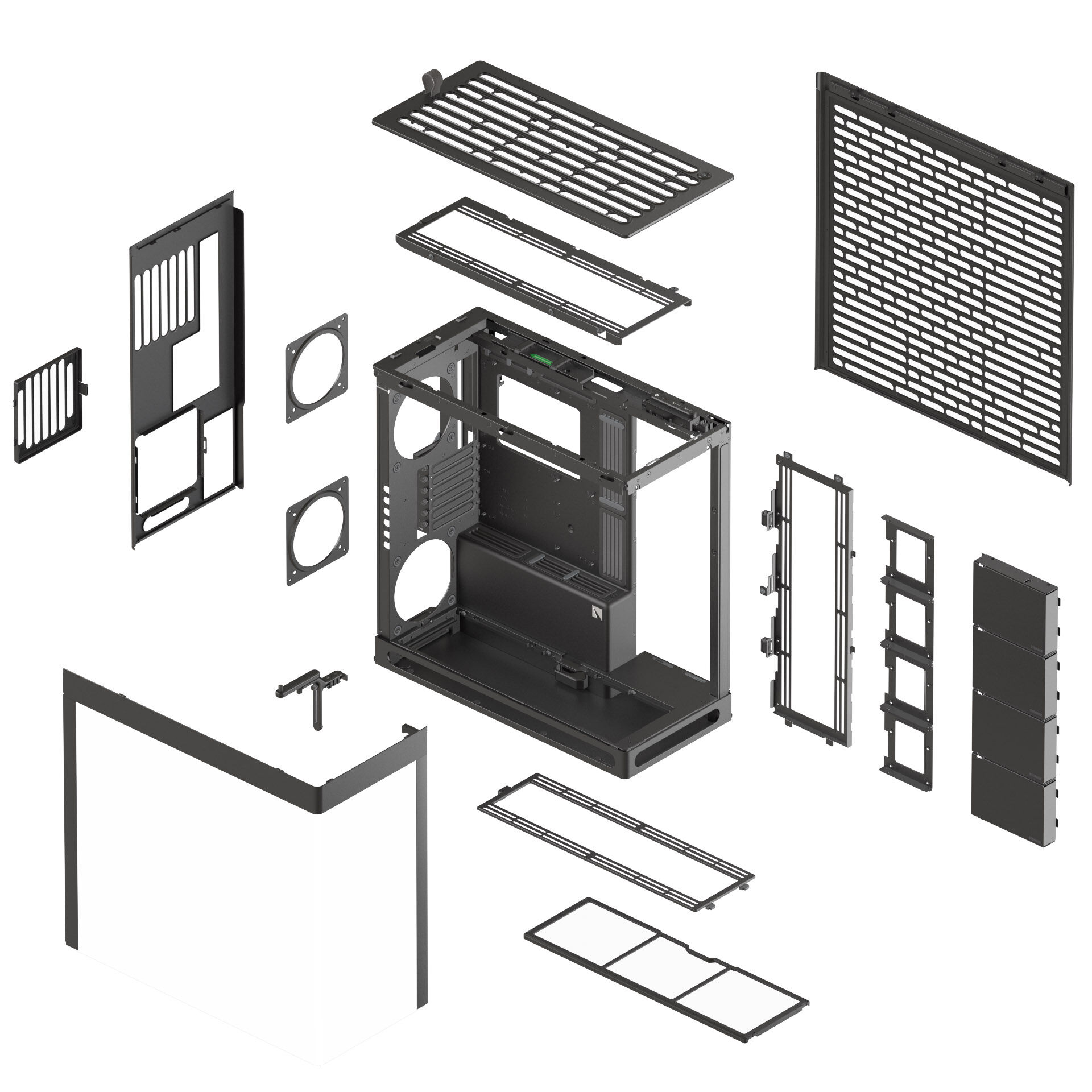 HAVN HS 420 PC Case, Midi-Tower, E-ATX, Tempered Glass - Black