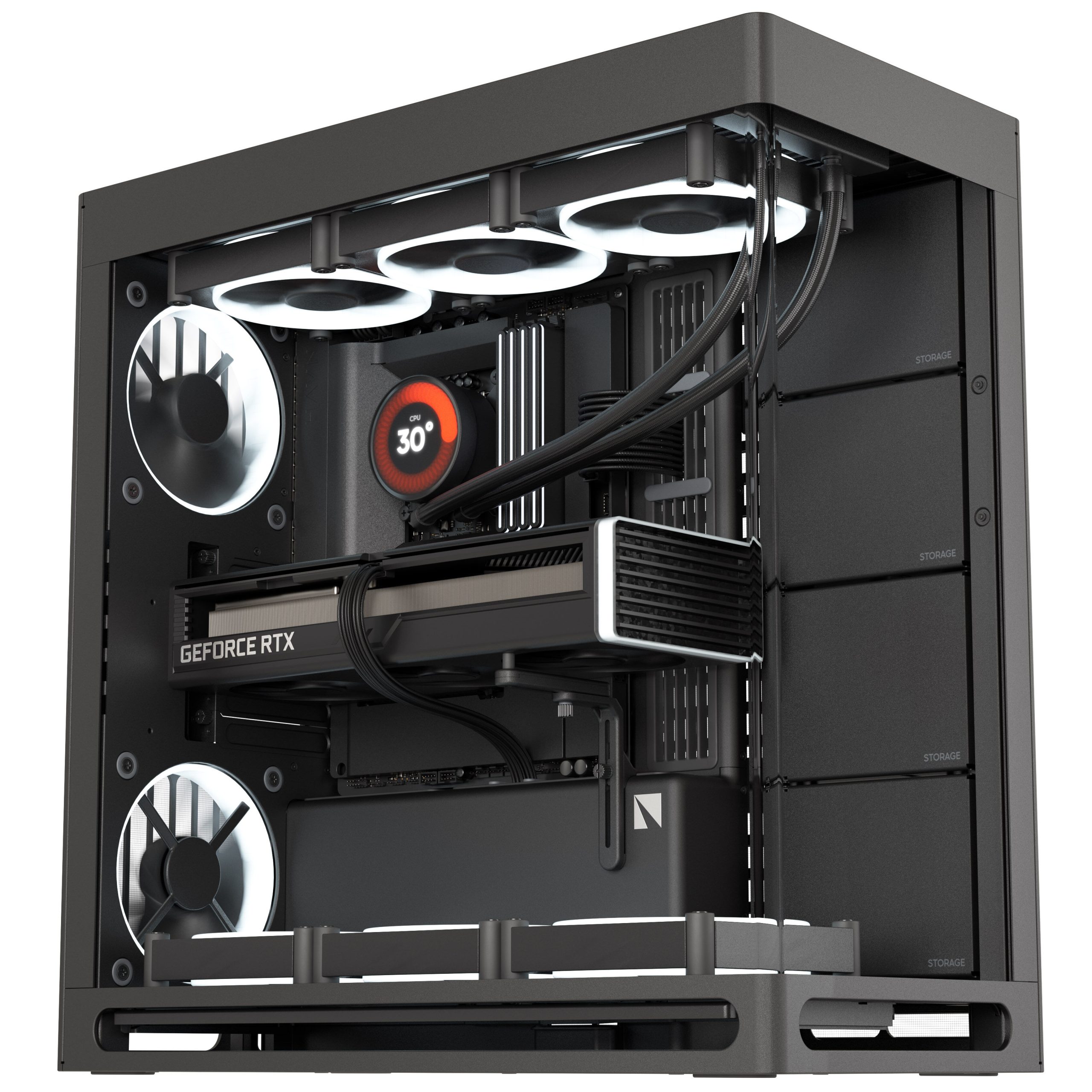 HAVN HS 420 PC Case, Midi-Tower, E-ATX, Tempered Glass - Black