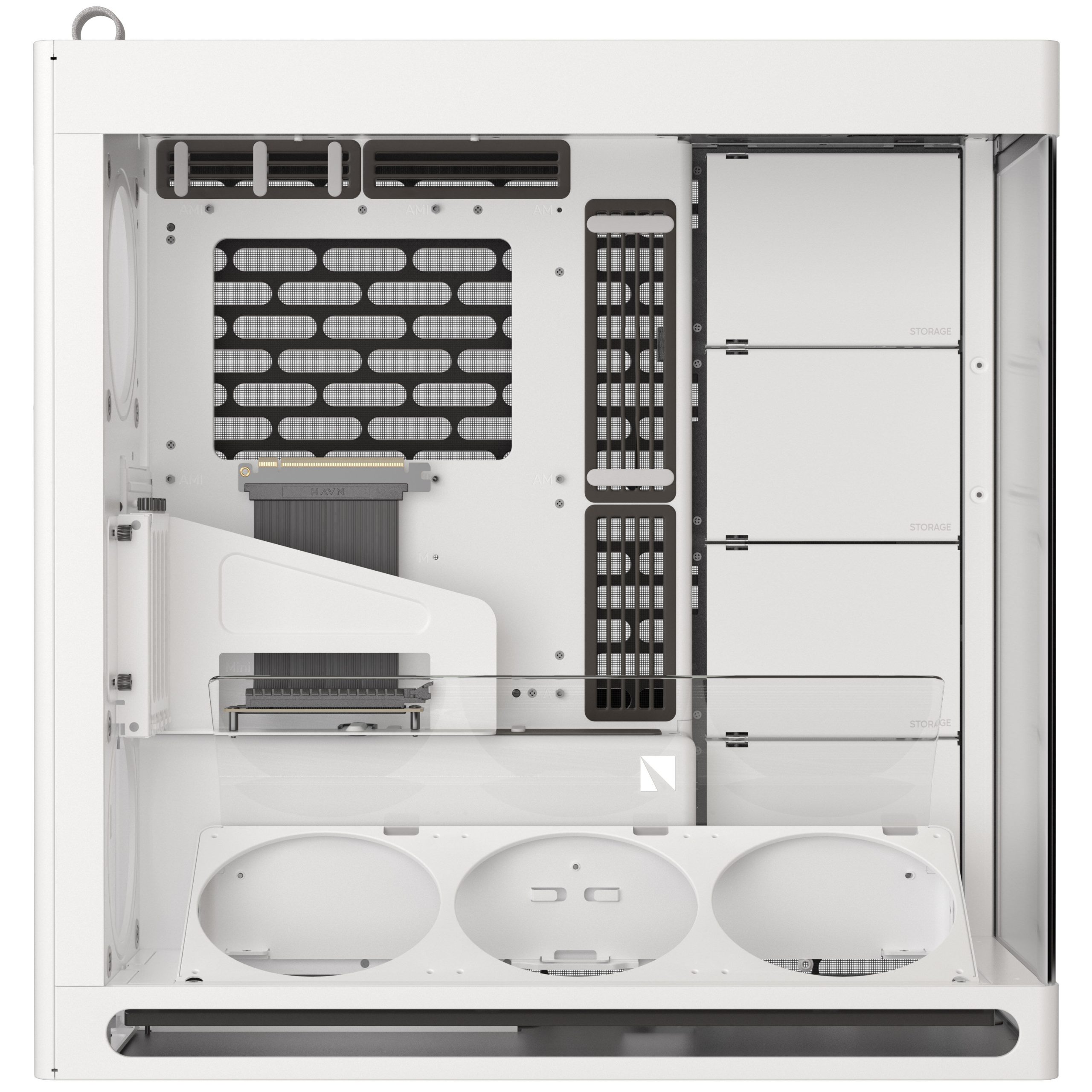 HAVN HS 420 VGPU PC Case, Midi-Tower, E-ATX, Tempered Glass, PCIe 5.0 Riser Cable - White : image 6